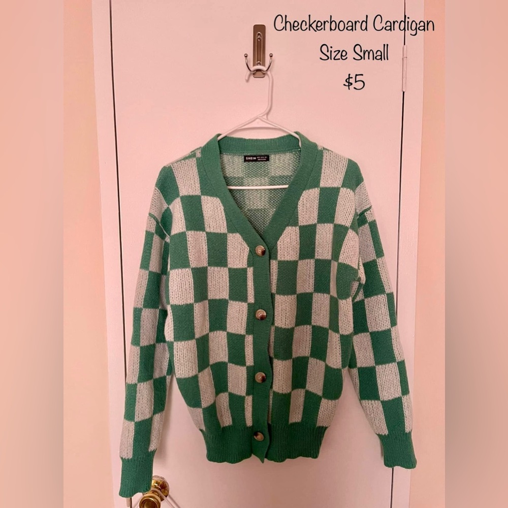 Checkered Print Cardigan